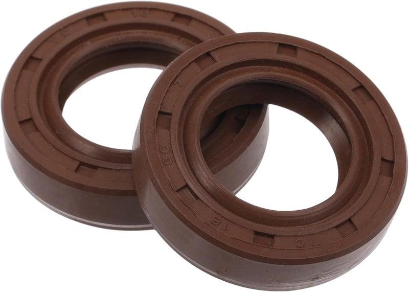 VekAuto Universal Oil Seal TC Double Lip W Steel Spring Seal Ring Rotary Shaft Seal 18x30x7mm High Pressure FKM Rubber Brown 2 Pcs - Image 1